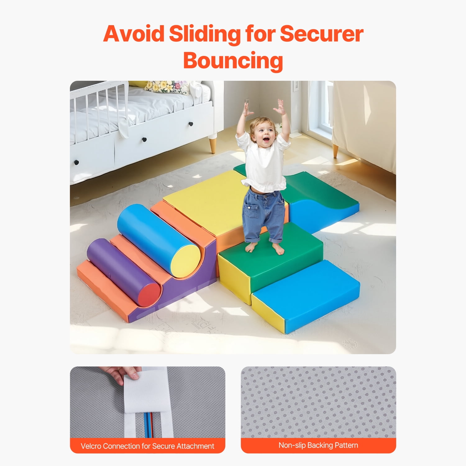 KFFKFF Ascent Playthings, Collection of 7, Foam-based Ascent Playthings for Youngsters aged 6 Months to 3 Years, PU Leather Ascent Cubes, Indoor Ascend and Creep Activity Kit for Crawling & Sliding
