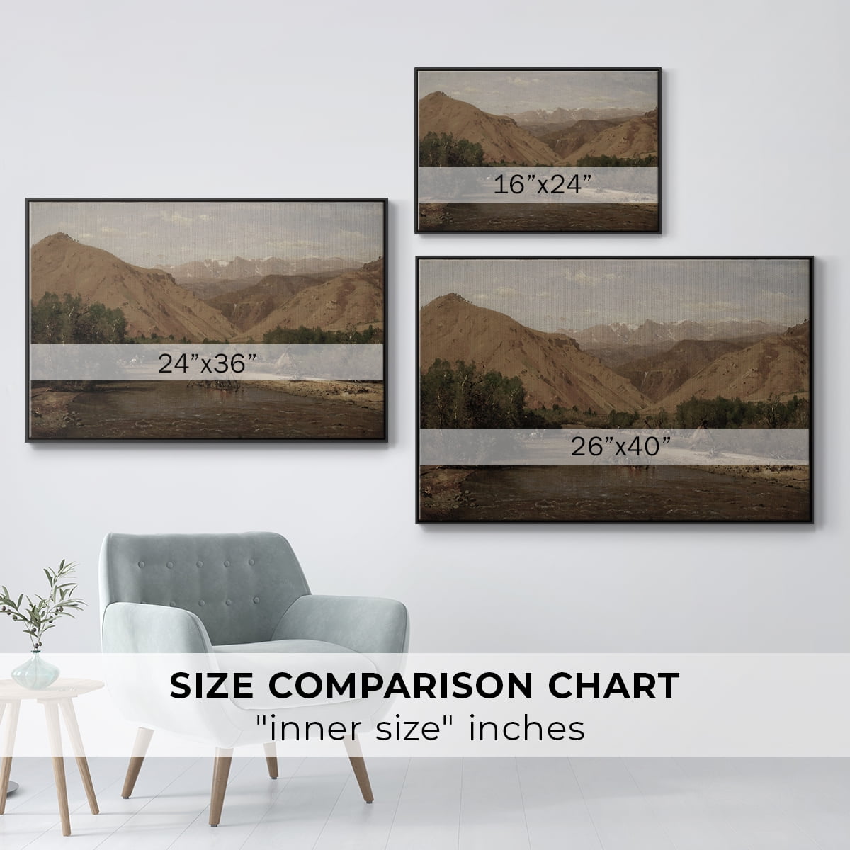 Vintage Landscape-CCXXVI By Wexford Home Framed in Black Wood Gallery Wrapped Canvas 25 in. x 37 in.