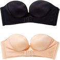 thumbnail image 1 of 2 Pack Women Hand Shape Front/Back Buckle Invisible Wirefree Anti-Slip Strapless Push Up Bra, 1 of 5