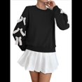 thumbnail image 2 of Blusa de Larga con Lazo Y2K para Mujer - Cuello Redondo Rojo con Lazo Navideño y de Año - Camisa Holgada Extragrande Negro M, 2 of 10