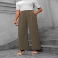 thumbnail image 3 of LYMAYTER XS-XL Women Work Pants Business Casual Loose High Waist Office for Pants Trousers with Pockets, 3 of 7
