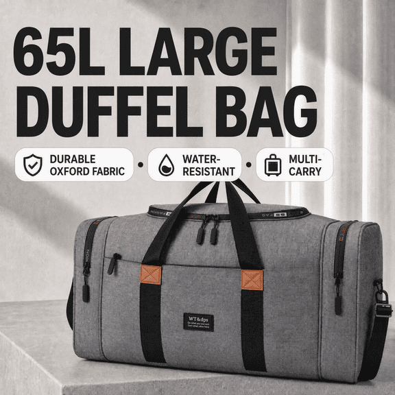 YTAKY Travel Bag Spacious 65L Oxford Fabric Duffel Bag, Water Resistant Carry On Luggage with Reinforced Handles, Ideal for Gym, Sports, Weekend Trips & Short Vacations for Men and Wo