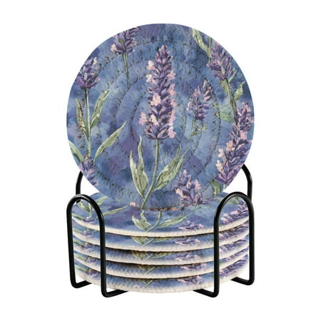 

6 coil coasters 3.94x3.94x0.24 inch water coasters Drink coasters with cup holders Absorbent coasters Heat resistant for bar protection Cartoon Purple Lavender