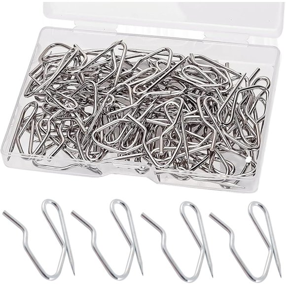 Metal Curtain Hooks, 80 PCS Drapery Hook Pins Alloy Pin-on Hooks for Window Curtain, Drapery Pins, Pinch Pleat Curtain Hangers Hook for Door Curtain and Shower Curtain