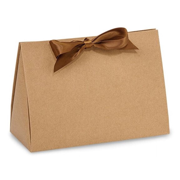Pack of 100, Solid Kraft Purse Totes Large 8 x 3.5" x 5.5" Great for Party Favors, Gift Basket Stuffers, & Jewelry Packaging