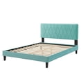 thumbnail image 3 of Platform Bed Frame, Full Size, Velvet, Blue, Modern Contemporary Urban Design, Bedroom Master Guest Suite, 3 of 10