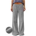thumbnail image 5 of Edvintorg Pants for Women Elastic Waisted Loose Casual Trouser Fall Winter Wide Leg Fleece Pant Women Clothing Gray S-2XL, 5 of 7
