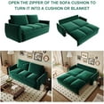thumbnail image 5 of 70.9”W Big Full Size Futon Sofa Bed, Convertible Sleeper Sofa Bed with 2 in 1 Pillow and Blanket, 2 Seater Pull Out Couch, Comfy Velvet Couches for Living Room, Small Space, Apartment, Green, 5 of 9