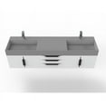 thumbnail image 3 of Castello USA Amazon 72" White Wood Floating Vanity with Gray Top and Black Trim, 3 of 8