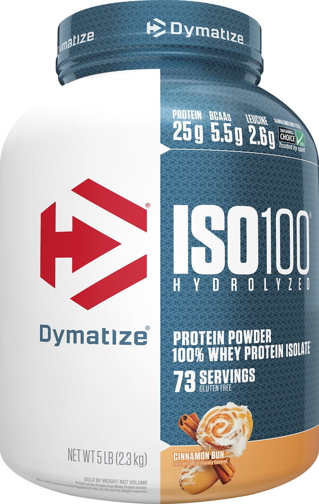 Dymatize ISO100 Hydrolyzed Whey Isolate Protein Powder, Cinnamon Bun, 5