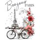 thumbnail image 2 of Women's Floral & Parisian Landmark Print T-Shirt - Vibrant Green Relaxed Fit Round Neck Short Sleeve, 100% Cotton Machine Washable Top for Spring/Summer Casual & Party Wear, 2 of 6