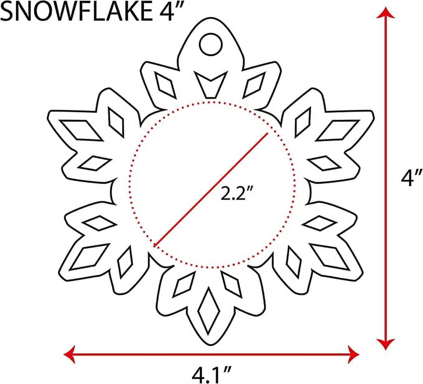 25 Units Acrylic Christmas Ornaments Blanks Snow Flake 1/8" Thick - Clear or Solid Color - (Size 4") Made in USA