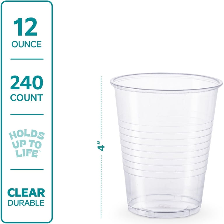 Comfy Package 12 oz Plastic Drinking Cups Disposable Clear Cups for Party, 240-Pack