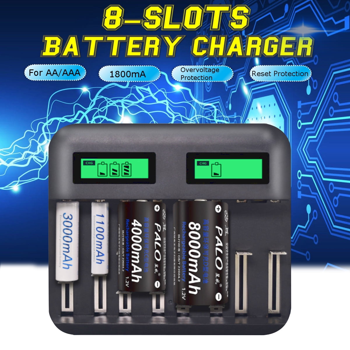 Qiilu 220V Car Battery Charger LCD Display Intelligent Pulse Repair Charger CN Plug