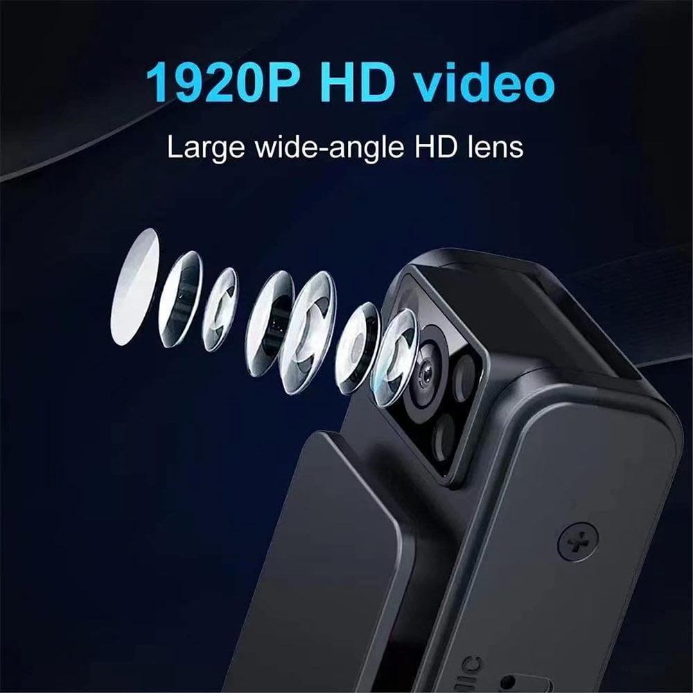 Lindbes New HD 1080P Noise Reduction Camera - 180° Rotatable Lens  HD 1080P Body Worn Camera  Convenient Back Clip Night Vision Recorder  8 Hours Video Recording (WiFi Version)