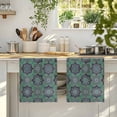 thumbnail image 4 of Green Mediterranean Kitchen Towels Set of 1, Vintage Abstract Geometric Floral Texture Absorbent Dish Towels for Kitchen, Microfiber Hand Towel, Quick Drying Tea Towel for Cleaning Dishcloths, 4 of 7