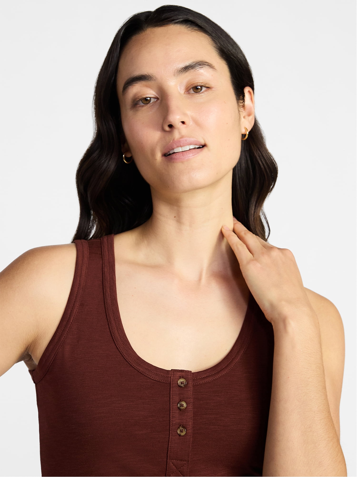 Time and Tru Women’s Slub Henley Tank Top, sizes XS-XXXL