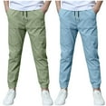 thumbnail image 2 of ATOGUTA Boys Lightweight Athletic Pants 2 Pack Youth Kids Hiking Active Athletic Pants with Pockets Size 3T-13, Army Green, 2 of 6