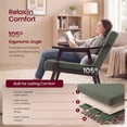 thumbnail image 4 of OMNIBERG Mid-Century Modern Accent Chair, Upholstered Armchair with Solid Wood Frame, Comfort Reading Chair Lounge Chair for Living Room Bedroom Sunroom, Green, 4 of 7