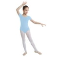 thumbnail image 3 of Yartina Kids Girls Cotton Short Sleeves Ballet Dance Leotard Dress Gymnastic Blue 3, 3 of 7