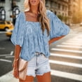 thumbnail image 4 of Camisa de mujer con cuello cuadrado estilo veraniego y holgado para uso diario FLhrweasw Para estrenar, 4 of 7