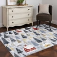 thumbnail image 3 of 4'x6' Area Rugs, Blue Grey Christmas Indoor Outdoor Area Rug for Living Room Bedroom, Watercolor Tree Xmas Snowflake Washable Bathroom Rugs Kitchen Floor Carpet Mats Home Decor Aesthetic, 3 of 8