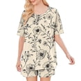 thumbnail image 6 of Levmjia Womens Pajama Set Summer Short Sleeve Printed Round Neck Pajamas Top and Shorts Soft Polyester Casual Home Wear Comfortable Sleepwear Set, 6 of 7