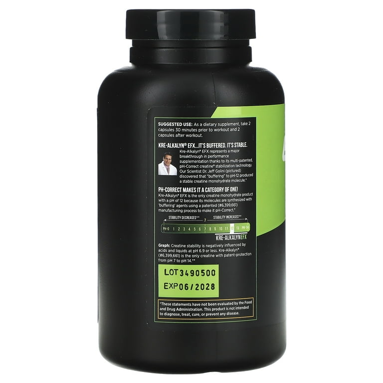 EFX Sports Kre-Alkalyn, 120 Vegetable Capsules (750 mg per Capsule