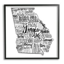 Stupell Industries Georgia State Map Shape City Typography Graphic Art Black Framed Art Print Wall Art, Design by The Saturday Evening Post