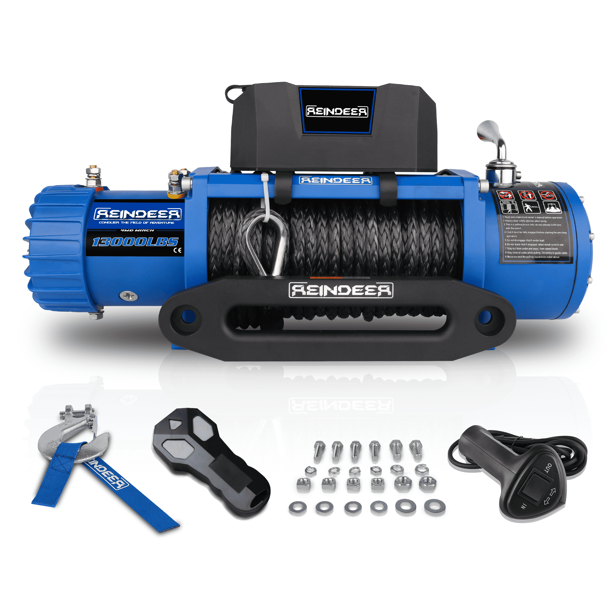 OPENROAD Waterproof 12V Synthetic Rope Electric Jeep Truck Winch 13000 lb.Load Capacity 