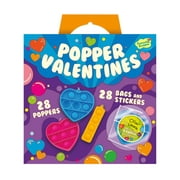 Peaceable Kingdom Popper Valentines: Set of 28 Heart Poppers with Bags and Stickers - Valentines Cards for Kids - Mini Popper Heart Pop It Fidgets - Ages 4+