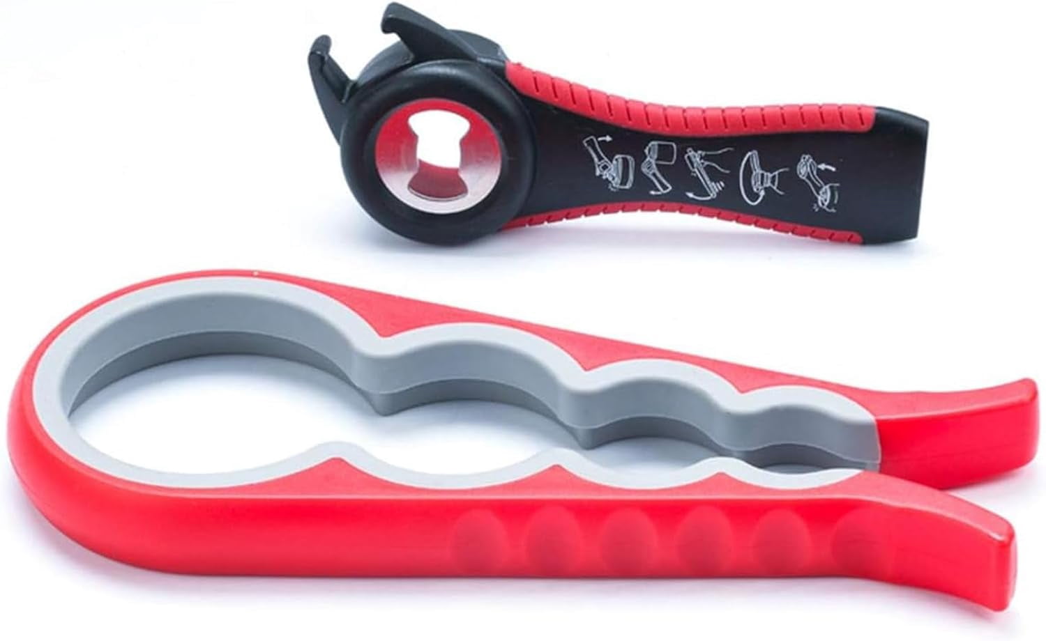 FRKSMD-Jar Opener for Seniors with Arthritis,Jar Opener for Weak Hands,5-in-1 Bottle Opener,4-in-1 Can Opener\u2026 (Red)
