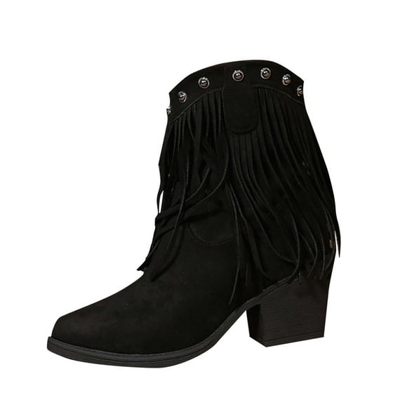 Wensltd Ankle Boots for Women Chunky Block Heel Side Zipper Pointd Toe Suede Fall Winter Bootie Shoes