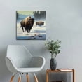 thumbnail image 3 of COMIO Brown Bison Running, Wildlife Artistic Wall Art, Framed Canvas Print, Wildlife Wall Hang, Wildlife Art Print, Brown Bison Wall Art, Artwork, Decor, 3 of 5
