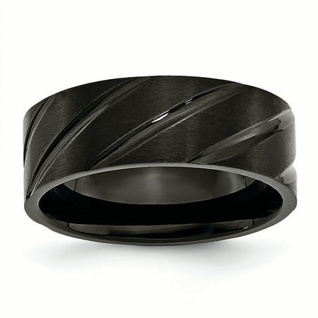 - Chisel Titanium Swirl Design Black IP-plated 8 MM Brushed and Polished Wedding Band, Size 11.5
