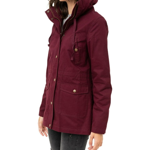 Women's Slim Fit Military Anorak Safari Utility Hoodie Jacket. Stylish hooded utility anorok jacket is trendy and comfortable.