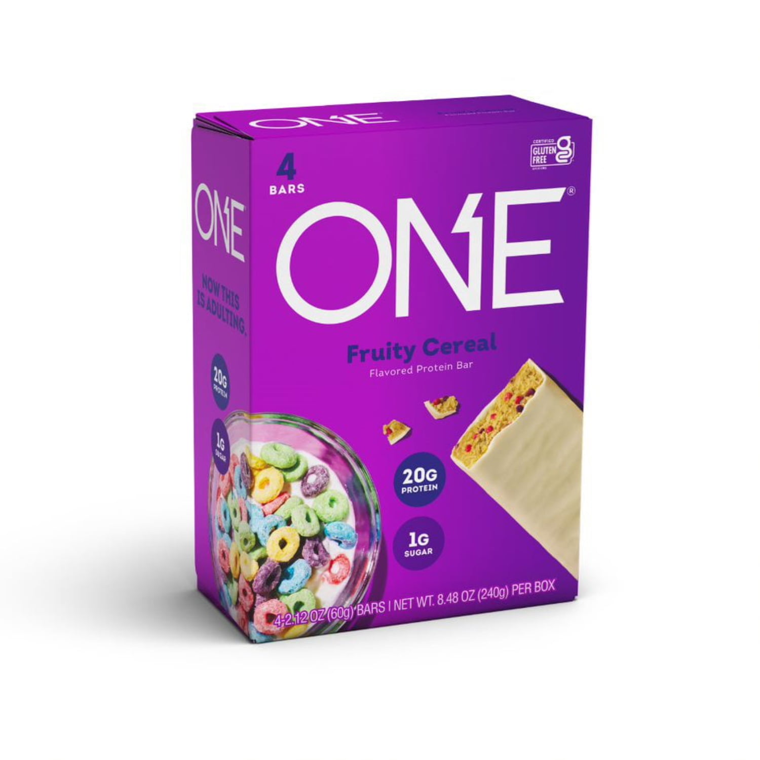 One Protein Bar, Fruity Cereal, 20g Protein, 4 Count