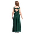thumbnail image 2 of LiiYii Robe de Fête de Danse Sans Manches en Chiffon Perlé pour Filles Junior Demoiselle d'Honneur Vert Armée 6, 2 of 8