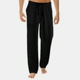 thumbnail image 1 of SHIXIAOO Men's Summer New Styles and Fashionable Pure and Linen Trousers Open Leg Pants Body Central Pants Mens Training Pants with Pockets Rave Bottoms Thrill Sweatpants Bunny Socks Big and Tall, 1 of 5