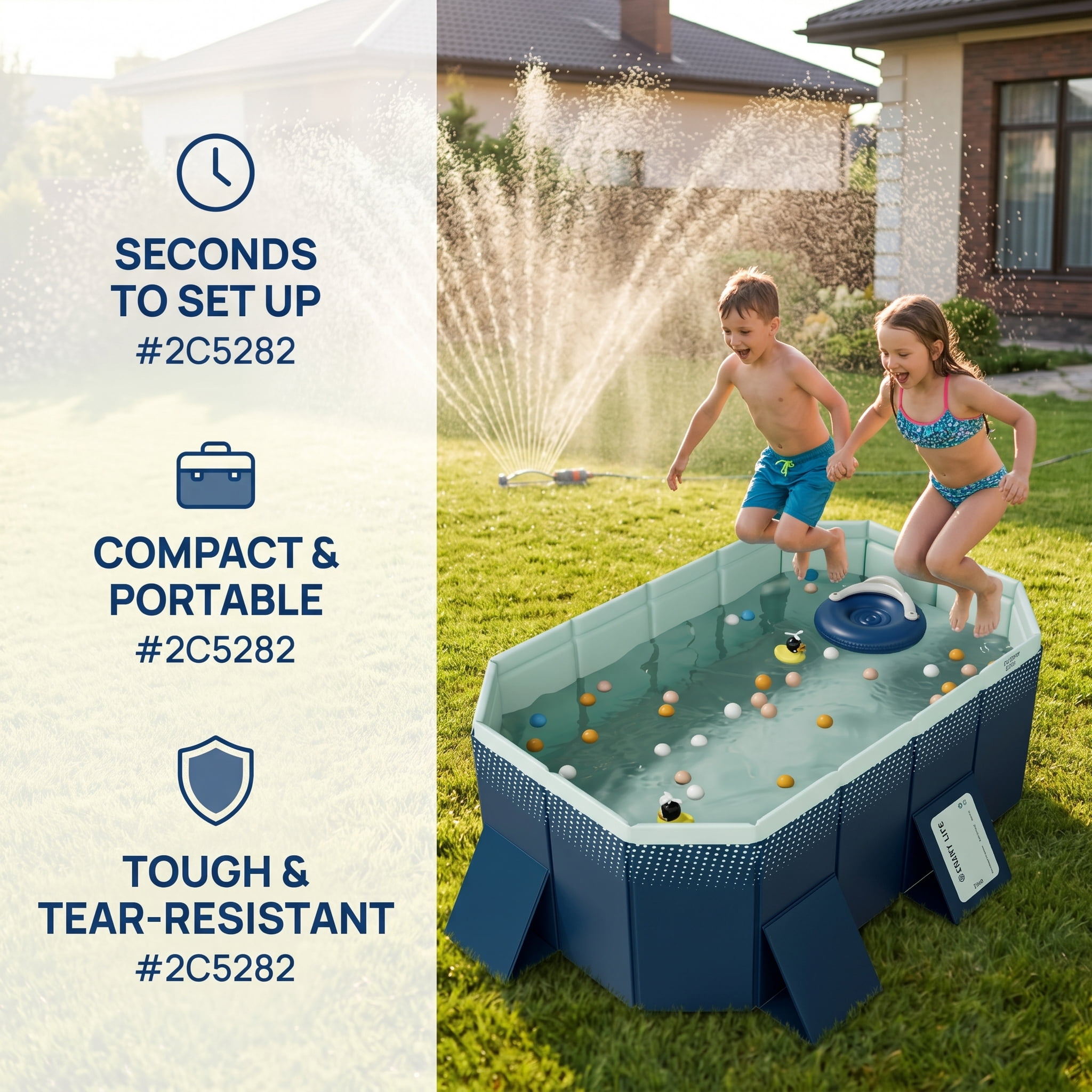 NOBOLEA 1.8m Foldable PVC Swimming Pool, Non-Inflatable Hard Side Pool for Outdoor Patio, Beach & Garden, Summer Cooling Bath for Family