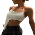 thumbnail image 1 of Women‘S Backless Halter Cami White Wrap Bandeau Crop Tank Tops, 1 of 6