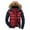 Watermelon Red, variant on Herrnalise Men'sHooded Color Blocking Winter Casual Thickened Cotton Jacket Brown
