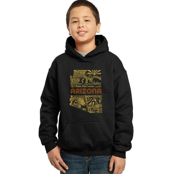 LA Pop Art Boy's Word Art Hooded Sweatshirt - Az Pics