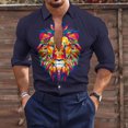 thumbnail image 1 of TIMIFIS Men's Dress Shirts Long Sleeve Floral Button Up Shirts Party Prom Wedding Shirt-BlueFall, 1 of 1