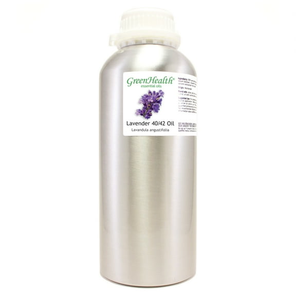 GreenHealth Lavender 40-42 – 32 fl oz (946 ml) Aluminum Bottle w/Plug Cap – 100% Pure Essential Oil