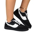 thumbnail image 2 of Domzle Women Retro Gum Sole Fashion Sneakers | Faux Leather Classic Tennis Skate Walking Shoes Anti Slip Trainers Black, 2 of 7