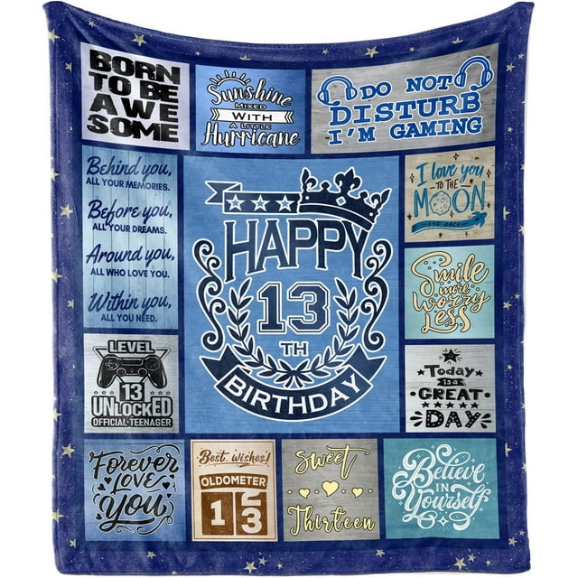 LHSHID 13 Year Old Boy Birthday Gift Ideas Throw Blanket Gifts For 13 Year Old Boys 13th Birthday Gifts for Girls Boys 13th Birthday Decorations for Boy 60"x80"