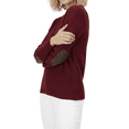 thumbnail image 2 of Yemak Women's Long Sleeve Honeycomb Stitch Sweater Top with Leather Patches MK3354-BUR-L-BD, 2 of 4