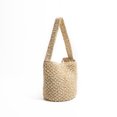 thumbnail image 5 of MABULA - Bolso de paja para playa de verano para mujer, tipo cubo, de gran capacidad, de color liso, tejido a mano, exquisito bolso de hombro, 5 of 5
