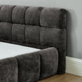 thumbnail image 4 of King Size Wood Bed Frame, Chenille Fabric Grounded Platform Bed with Upholstered Tufted Headboard, No Box Spring Needed, Dark Gray, 4 of 9